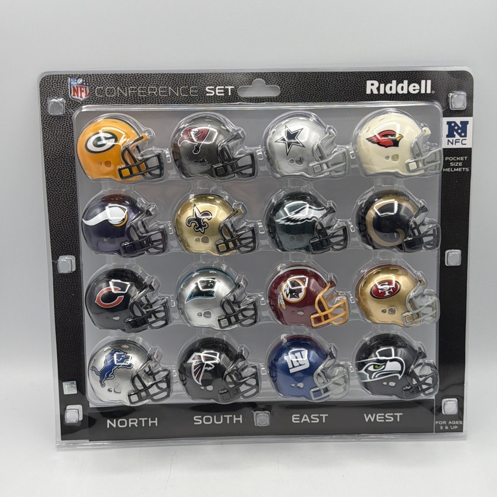 NFL NFC Riddell Pocket Size Helmets Conference Set 16 Mini Football Helmets New